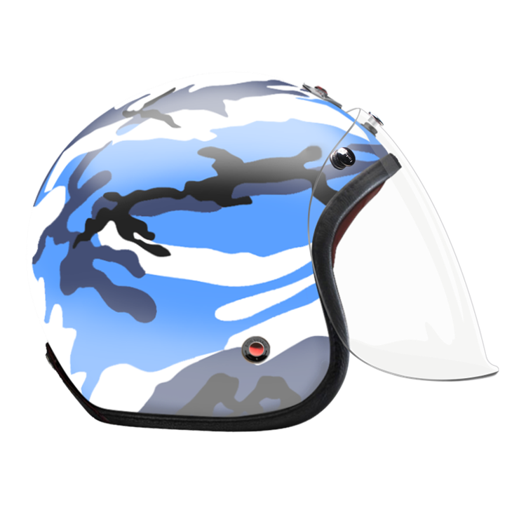 Open Face Camouflage Blue-helmet-side-clear smoke