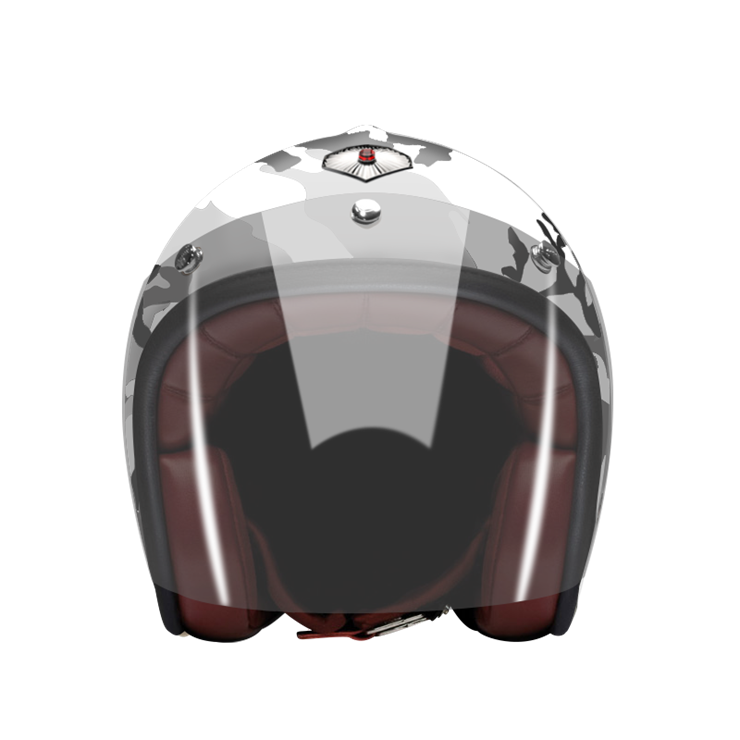 Open Face Camouflage Gray-helmet-front-Light smoke