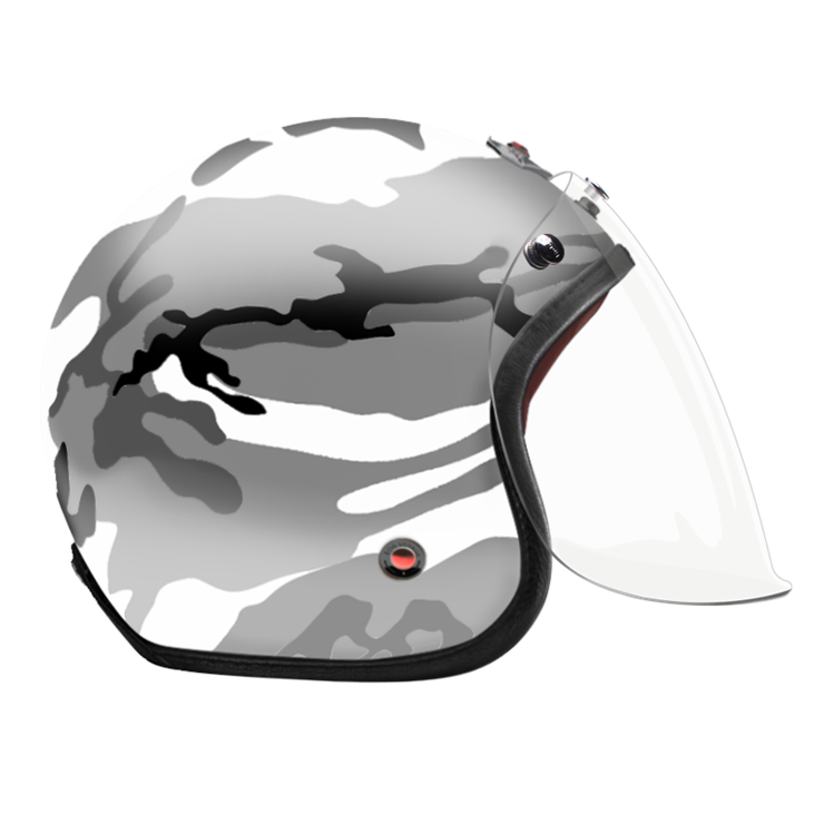 Open Face Camouflage Gray-helmet-side-clear smoke