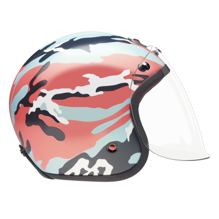 Open Face Camouflage Orange-helmet-side-clear smoke