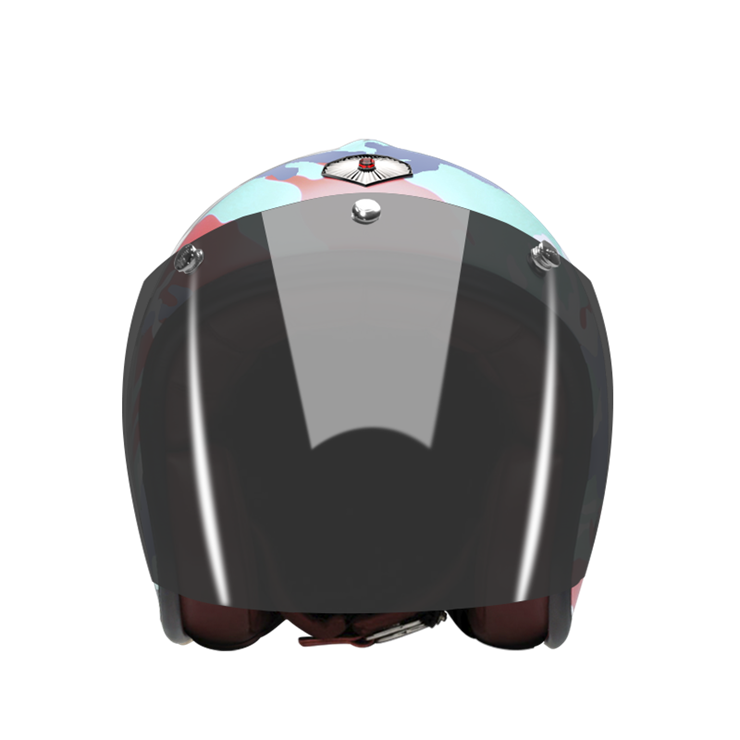 Open Face Camouflage Red-helmet-front-dark smoke